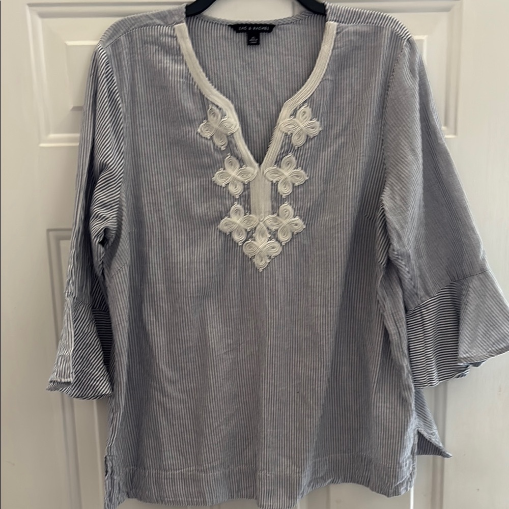 Zac & Rachel Women's Striped Top with Embroidered Detail XL - Picture 1 of 1